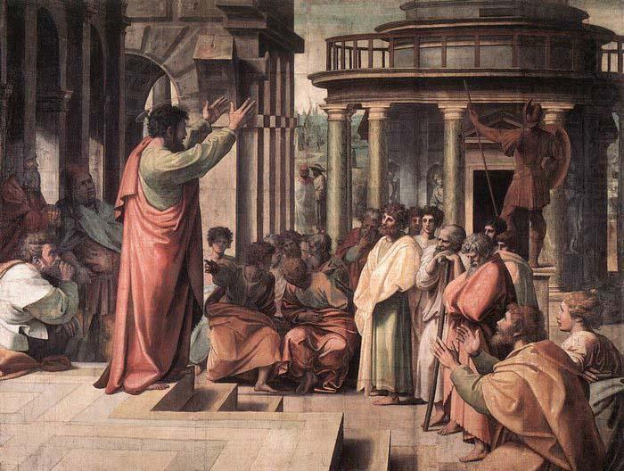 RAFFAELLO Sanzio St Paul Preaching in Athens china oil painting image